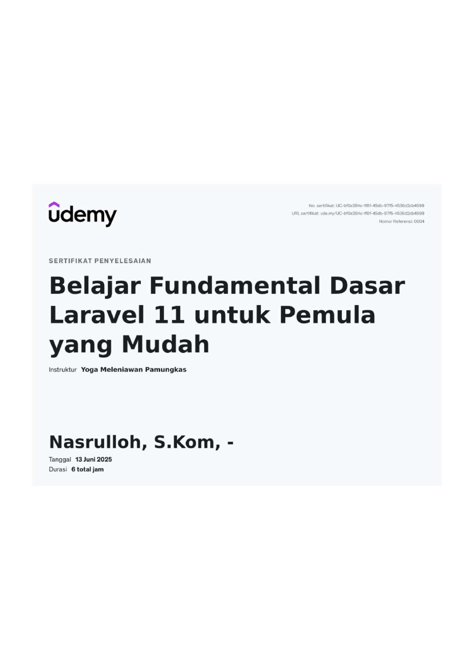 Fundamental Laravel 11 Certificate